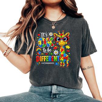 It's Ok To Be Different Autism Awareness Giraffe Women's Oversized Comfort T-Shirt - Thegiftio UK