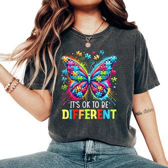 It's Ok To Be Different Butterfly Autism Awareness Women's Oversized Comfort T-Shirt | Mazezy