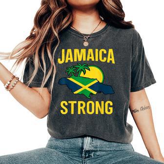 Jamaica Strong I Love Jamaican Flag Heart Women Men Women's Oversized Comfort Colors T-Shirt | Mazezy