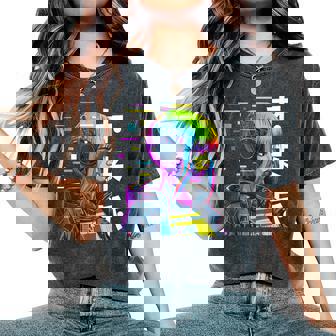 Japanese Cyber Aesthetic Cyberdelic Glitch Sci Fi Girl Tank Top Women's Oversized Comfort Colors T-Shirt | Mazezy