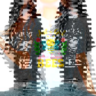 Just A Girl Who Loves Bees Cute Honey Beekeeper Girls Women's Oversized Comfort T-Shirt - Monsterry