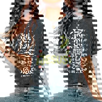 Just A Girl Who Loves Jesus And Pickles Women's Oversized Comfort T-Shirt | Seseable FR