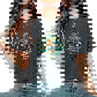 Kauai Surf Rooster Chicken Women's Oversized Comfort Colors T-Shirt | Mazezy