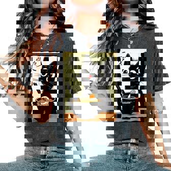 Kawaii Cat Eating Ramen Noodles Anime Girls Ns Women's Oversized Comfort T-Shirt | Seseable FR