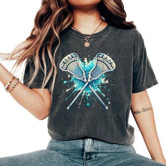 Lacrosse Splash Player Crossed Sticks Lacrosse Boys Girls Women's Oversized Comfort T-Shirt - Thegiftio UK