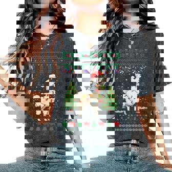 Llama Ugly Christmas Sweater With Christmas Lights Women's Oversized Comfort T-Shirt | Seseable CA