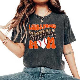 Loud Proud Baseball Mom Orange Team Leopard Baseball Mom Women's Oversized Comfort T-Shirt - Thegiftio UK