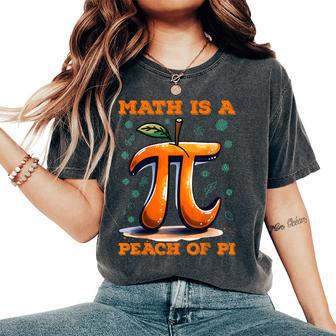 Math Is A Peach Of Pi Pi Day Joke For Women Women's Oversized Comfort T-Shirt - Thegiftio UK