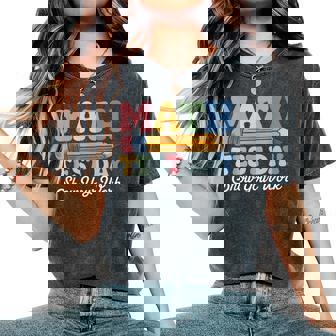 Math Test Day Show Your Work Groovy Math Teacher Testing Day Women's Oversized Comfort T-Shirt | Seseable CA