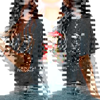 Meowy Catmas Cat Christmas Tree Xmas Girls Boys Cat Women's Oversized Comfort T-Shirt - Thegiftio