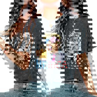 'Merica Trump 4Th Of July Drinking Beer Women Women's Oversized Comfort T-Shirt | Seseable CA