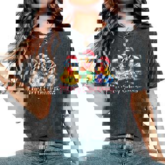 Merry Chickmas Ornament Lights Chicken Farmer Xmas Squad Women's Oversized Comfort T-Shirt | Mazezy