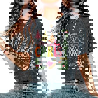 Merry Christ Mas Boho Floral Religious Christian Jesus Xmas Women's Oversized Comfort T-Shirt | Seseable CA