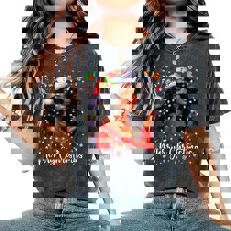 Merry Christmas African American Melanin Pjs Xmas Women Women's Oversized Comfort T-Shirt - Thegiftio