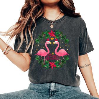 Merry Christmas Flamingos Holiday Fun For Women Women's Oversized Comfort T-Shirt - Thegiftio UK