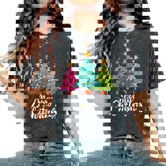 Merry Christmas Fun Colorful Christmas Tree Women's Oversized Comfort T-Shirt - Thegiftio