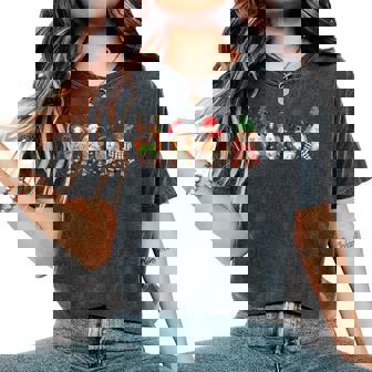 Merry Pigmas Cute Santa Guinea Pig Squad Christmas Lights Women's Oversized Comfort Colors T-Shirt - Monsterry