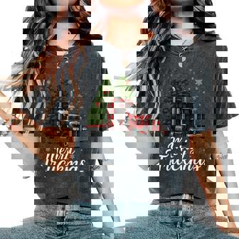 Merry Truckmas Trucker Christmas Men Women Girls Boys Kids Women's Oversized Comfort Colors T-Shirt | Mazezy