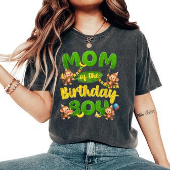Mom Of The Birthday Boy Monkey Family Matching Party Women's Oversized Comfort T-Shirt - Thegiftio UK