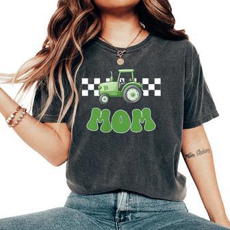 Mom Of The Birthday Boy Tractors Farm Trucks Family Matching Women's Oversized Comfort T-Shirt - Thegiftio UK