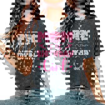 Mom Of The Birthday Girl Family Pink Coquette Bow Women's Oversized Comfort T-Shirt - Monsterry