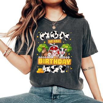 Mom And Dad Of The Birthday Boy Farm Family Matching Party Women's Oversized Comfort T-Shirt - Thegiftio UK