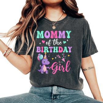 Mommy Of The Birthday For Girl Dinosaur T-Rex Party Family Women's Oversized Comfort T-Shirt - Thegiftio UK