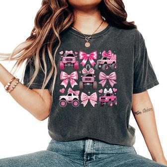 Monster Truck Girl Coquette Bow Pink Monster Truck Women's Oversized Comfort T-Shirt - Thegiftio UK