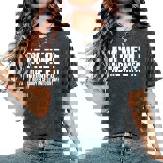 My Wife Made Me Fat Unhinged Dad Joke 不潔なミーム ぽっちゃり レディースオーバーサイズコンフォートTシャツ - Kawaiitshirt