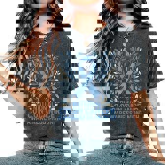 National Colon Cancer Awareness Month Blue Ribbon Women Women's Oversized Comfort T-Shirt | Seseable CA