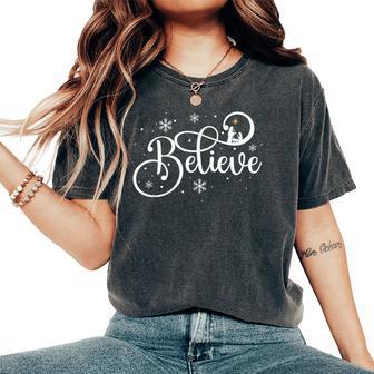 Nativity Scene Believe Christian Family Merry Christmas Xmas Women's Oversized Comfort T-Shirt - Thegiftio UK