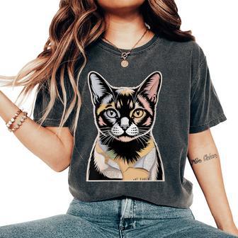 Newspaper Art European Burmese Cat Women's Oversized Comfort Colors T-Shirt - Monsterry