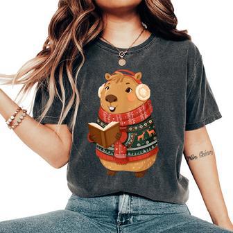 Nice Capybara In Xmas Sweater Costume For Boys And Girls Women's Oversized Comfort T-Shirt - Thegiftio UK