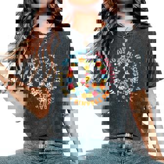 No Tyrants No Kings Floral Peace Sign Political Protest Women's Oversized Comfort T-Shirt - Monsterry