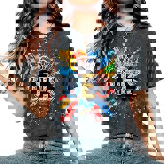 Oes Crown Queen Diamond Watercolor Drip Paint Colorful Women's Oversized Comfort T-Shirt - Monsterry