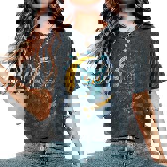 Owl Moon Stars Night Cosmic Mystical Colorful Women's Oversized Comfort T-Shirt - Monsterry