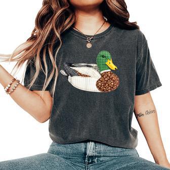 Patchwork Mallard Duck Country Cottage Aesthetic Women's Oversized Comfort T-Shirt - Thegiftio