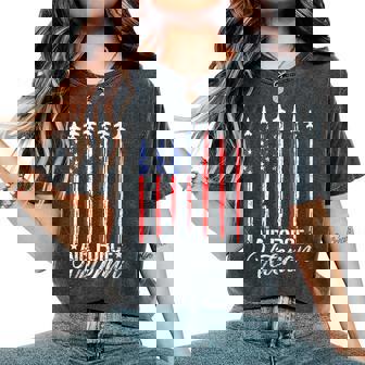 Patriotic US Air Force Veteran Flag USA American USAF Women's Oversized Comfort Colors T-Shirt | Mazezy