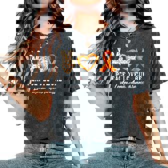 Peace Love Cure 白血病 意識啓発 男性 女性 子供 白血病 レディースオーバーサイズコンフォートTシャツ - Kawaiitshirt