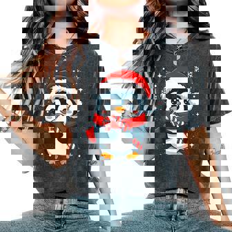 Penguin Christmas Candy Cane Winter Toddler Girl Boy Women Women's Oversized Comfort T-Shirt | Seseable UK