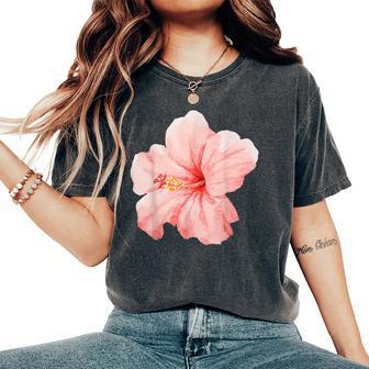 Pink Hibiscus Flower Cute Girly Summer Beach Women's Oversized Comfort T-Shirt - Thegiftio UK