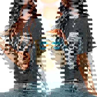 Polar Bear With Sunglasses Snow Santa Hat Christmas Animal Women's Oversized Comfort T-Shirt | Mazezy