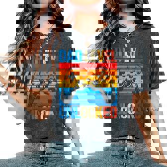 Pregnancy Announcement Dad Level Unlocked New Daddy Father Women's Oversized Comfort Colors T-Shirt | Mazezy