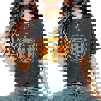 Pumpkin Pi Math Pun Squash Emblem Fall Women's Oversized Comfort Colors T-Shirt | Mazezy