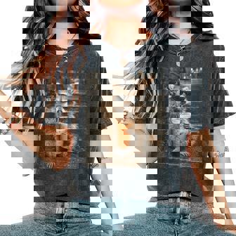 Raccoon Drinking Iced Coffee Meme Animal For Women Women's Oversized Comfort T-Shirt | Seseable FR