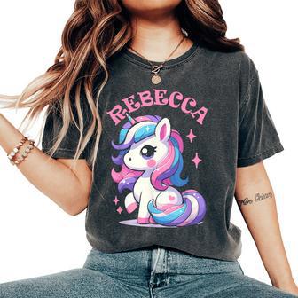 Rebecca -Impatico Unicorno Per Ragazze Nome Rebecca T-shirt comoda oversize da donna - Novitaregali