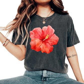 Red Hibiscus Flower Summer Women's Oversized Comfort T-Shirt - Thegiftio UK
