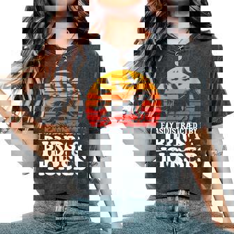 Retro Easily Distracted By Birds And Horses Equestrian Rider Women's Oversized Comfort Colors T-Shirt | Mazezy