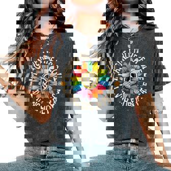 Retro Peace Flower Imagine All The People Boho Hippie 70S Women's Oversized Comfort T-Shirt | Seseable CA