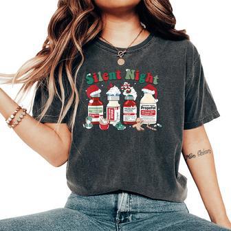 Retro Silent Night Xmas Nurse Christmas Doctor Er Nurse Women's Oversized Comfort T-Shirt - Thegiftio UK